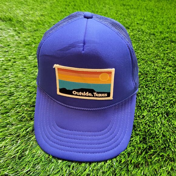 Outside, Texas Trucker Hat Retro 70s Style Embroidered Patch Snapback Cap - Picture 1 of 7